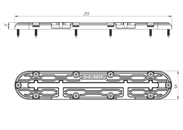 Rail de fixation 255mm